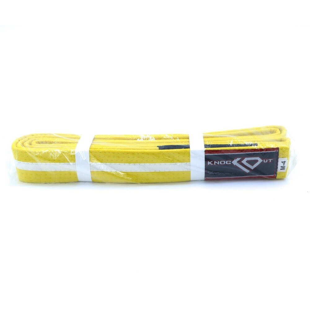 martial arts belt - Yellow with white stripe M-4